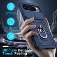 thumbnail image 2 of KOMI Case Compatible with Google Pixel 9 Pro XL Built in Slide Camera Lens Cover+Screen Protector+Finger Ring Holder Kickstand,Heavy Duty Shockproof Full Body Protective Phone Cover, Blue, 2 of 5