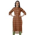 thumbnail image 1 of Moomaya Kurti Tunique Imprimée à Col Mandarin Longueur Genou pour Femmes Vêtements Porter, 1 of 6