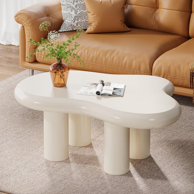 Tribesigns Table Basse Nuage avec 4 Pieds Solides, Blanc