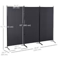 thumbnail image 3 of HOMCOM 6' 3 Panel Room Divider, Double Hinged Privacy Screen, Grey, 3 of 10
