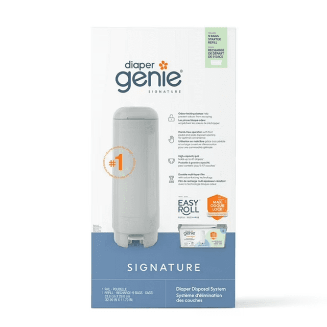 Refurbished Diaper Genie I000713 Signature Diaper Pail, Gray, Foot Pedal, Odour Control