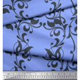 thumbnail image 2 of Soimoi Moss Georgette Fabric Leaves & Filigree Damask Decor Fabric Printed Yard 42 Inch Wide, 2 of 3