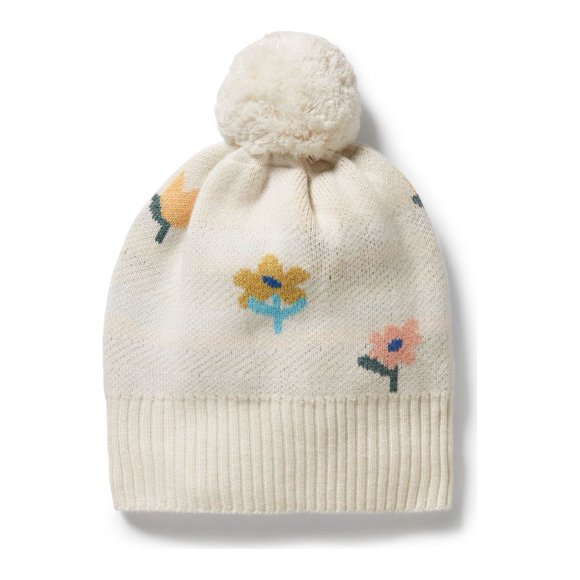 Wilson+Frenchy Chapeau Jacquard Tricoté Biologique - Flower Pop (LG, 6-12 Mois)