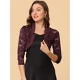 thumbnail image 2 of INSPIRE CHIC Women's Elegant Ruffle Collar Front 3/4 Sleeve Lace Shrug Top, 2 of 6