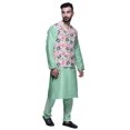 thumbnail image 2 of Atasi Mandarin Collar Traditional Solid Kurta Pajama with Printed Jacket Set, 2 of 3