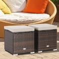 thumbnail image 1 of Costway 2 Pcs Poufs de Patio en Rotin Table d'Appoint Coffre de Rangement Repose-Pieds avec Coussin Beige, 1 of 10