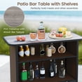 thumbnail image 4 of Gymax Set Of 3 Outdoor Bar Set Bar Height Table & Armchairs w/ Footrest 2-Tier Shelf Brown, 4 of 6