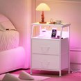 thumbnail image 2 of Eunos Petite Table de Chevet avec Station de Charge pour Chambre, Commode Blanche avec Étagères de Rangement, 2 of 7