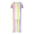 thumbnail image 3 of Rbaofujie Chemises de Nuit pour Filles, Col Rond, Imprimé Dégradé, Manches Courtes, Ensemble de Chemise de Nuit et Pantalon, Tenue d'Intérieur, Pyjamas avec Poches, Pantalon de Pyjama pour Femmes, 3 of 6