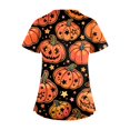 thumbnail image 3 of LINMOUA Plus SizePrinted Scrub Working Uniform Tops For Women's Cross V-Neck Halloween Print Short Sleeve Fun T-Shirts Workwear Tee With Pockets, 3 of 3