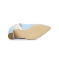 thumbnail image 3 of BLISSFUL STEP Women's Pointed Toe Plaid Block Heels Ankle Boots Sky Blue 7, 3 of 8