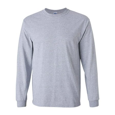 Gildan Ultra Cotton® T-Shirt à Manches Longues 2400 de Couleur Gris Neutre, avec un Col Rond Classique, des Poignets Côtelés et une Coupe Confortable. Fabriqué en Tissu de Coton durable, Idéal pour une Tenue Décontractée, une Superposition Ou une Impression et une Broderie Personnalisées.