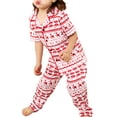 thumbnail image 4 of Matching Family Christmas Pajamas Set Deer Snowflake Print Lapel Neck Button-Front Pajamas Matching Couples,Kids,Adults, 4 of 6