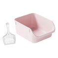 thumbnail image 4 of Tachiuwa Cat Litter Box Easy Carry High Sided Cat Litter Container Cat Toilet Sandbox pink, 4 of 9