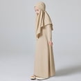 thumbnail image 4 of MEZZALL Robe pour Filles à Manches Longues Robe de Prière Hijab pour Enfants Filles Abaya Mignonne Robe d'Été pour Tout-Petits, Kaki, 4-5 Ans, 4 of 7