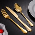 thumbnail image 4 of 60-Pcs Gold Silverware Set - Stainless Steel Flatware Cutlery Set Service for 20, Mirror Polished Gold Flatware Set Include Forks Spoons Knives for Home,, 4 of 7