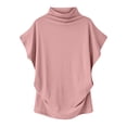 thumbnail image 1 of Yuyuzo Hauts à Manches Cap pour Femmes, Chandails à Col Montant, T-Shirts de Couleur Unie, Blouse, Haut Décontracté d'Été, 1 of 3
