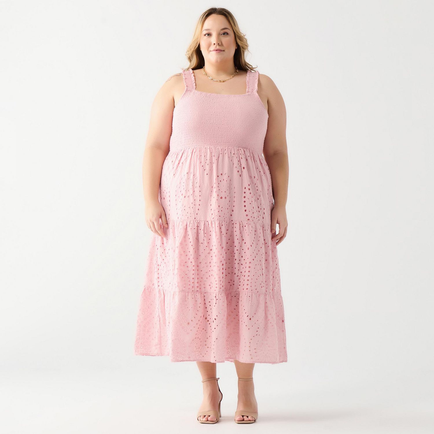 DV Smocked bodice lace eyelet maxi dress