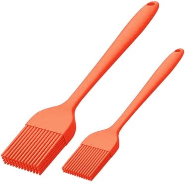 KitsKap Silicone Basting Brush 2 Pcs Pastry Brush for Oil, BBQ, Grill Barbecue Sauce Baking, Orange