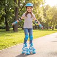 thumbnail image 2 of Gymax Patins à Roulettes pour Enfants 4 Tailles Réglables Patins Quad avec Roues Lumineuses pour 3 à 9 Ans Bleu Marine, 2 of 9