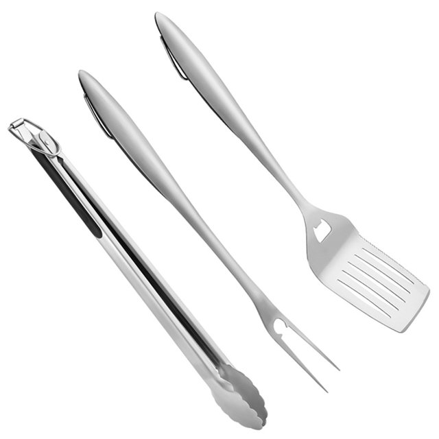 Coofit Ensemble de Barbecue 3 Pcs Portable en Acier Inoxydable Outil de Gril BBQ Ensemble d'Ustensiles de Barbecue