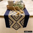 thumbnail image 4 of La HomeCentric décoratif bleu Table Runner 14 x 72 pouces marocain Jacquard tissu motif géométrique style contemporain - Aissa, 4 of 10