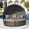 thumbnail image 2 of Outsunny Chaise Longue de Patio avec Canapé-Lit Rond Coussiné 4 Pcs Gris, 2 of 10