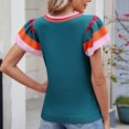 thumbnail image 4 of Pisexur Hauts pour Femmes Confort Printemps Hauts pour Femmes Nouveau Col Rond Tricot Design Color-Block Hauts Décontractés pour Femmes Chandail à Manches Courtes Doux, Hauts Mignons pour Femmes, 4 of 6