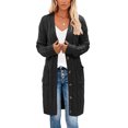 thumbnail image 1 of FOCUSNORM Women Juniors Cardigan, Solid Color Long Sleeve Sweater Coat with Pockets, 1 of 5