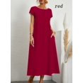 thumbnail image 1 of 2024 Nouvelle Robe Femme Rétro Couleur Unie Sans Manches Jupe Longue Ample avec Poches, 1 of 7
