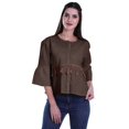 thumbnail image 4 of Moomaya T-Shirt à Col Rond pour Femmes à Manches Évasées, Haut Court en Coton Imprimé, Haut Décontracté, 4 of 4