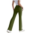 thumbnail image 4 of Lenpel Women's Flare Yoga Pants Drawstring Medium Rise Side Striped Bell Bottom Casual Pants Bootcut Workout Pants(Army Green,Small), 4 of 6