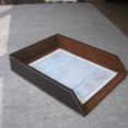 thumbnail image 3 of 2X PU Leather Collection Letter Tray, Document Desk Organizer,Stackable  File Document Tray Holder (Brown), 3 of 6