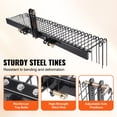 thumbnail image 3 of VEVOR Tow Behind Landscape Rake, 72" Tow Dethatcher with 32 Steel Tines, Lawn Dethatcher Rake Attaches to Category 1, 3 Point Hitch for Tractor, for Leaves, Pine Needles, Straw, and Grass, 3 of 9