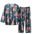 thumbnail image 1 of Penkiiy Ensemble Deux Pièces d'Été pour Femme, Pyjama à Manches Longues à Col Rond, Hauts Imprimés et Pantalon, 3TG Multicolore, 1 of 1