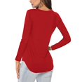 thumbnail image 2 of Blouse à Manches Longues pour Femmes Dame Mode Haut pour Femmes Couleur Unie Ample à Manches Longues Col en V Blouse Décontractée, 2 of 4