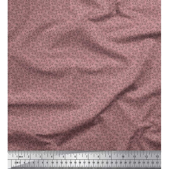 Soimoi Poly Georgette Fabric Leaves & Berries Shirting Print Fabric by The Yard 42 Inch Wide