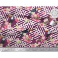 thumbnail image 2 of Soimoi Pink Modal Satin Fabric Floral & Toucan Bird Print Fabric by Yard 42 Inch Wide, 2 of 3