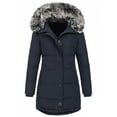 thumbnail image 1 of Innerwin Thickened Jacket Long Sleeve Ladies Coat Outdoor Solid Color Slim Fit Outwear Dark Blue M, 1 of 4