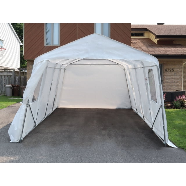 Gazebo Penguin Car Shelter 11 ft x 16 ft - White