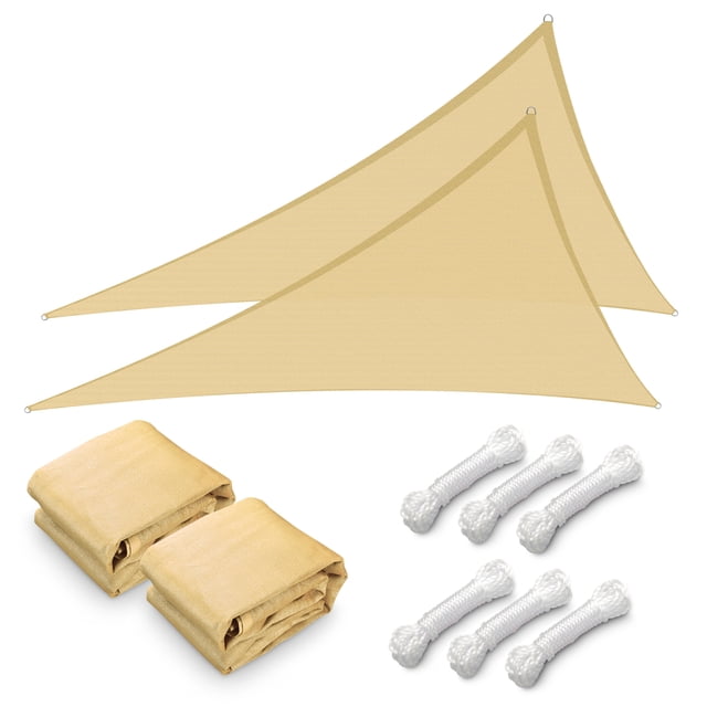 Yescom 2 Pack 25FT Triangle Sun Shade Sail Canopy UV Block Commercial Carpark Pool Camping Beach Outdoor Beige