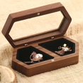 thumbnail image 3 of WIFKLSIIPG Wooden Ring Holder with Transparent Lid Two Slots Jewelry Container Walnut Jewelry Storage Holder for Couples Portable Couple Rings Wedding Ring Holder for Wedding Occasion, 3 of 6