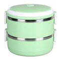 thumbnail image 1 of Thermal Lunch Box Stackable Hot Food Insulated Box 304 Stainless Steel Round Lunchbox Sealed Food ContainersDouble Layer 304 Thickened ( Green ), 1 of 14