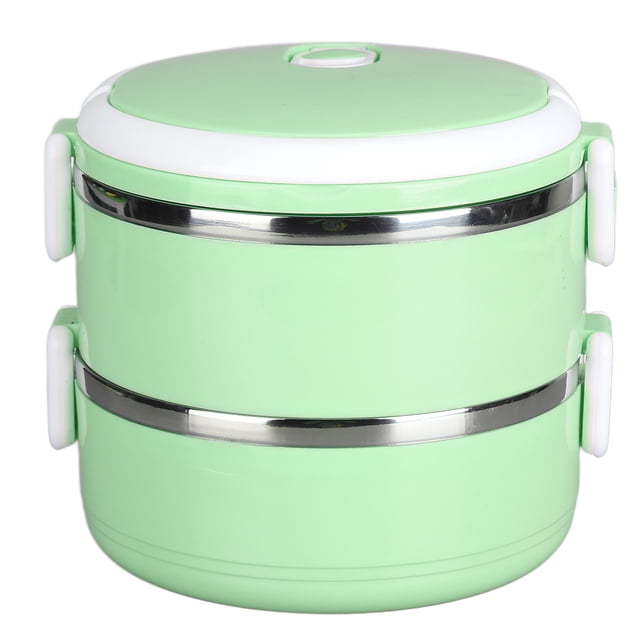 Thermal Lunch Box Stackable Hot Food Insulated Box 304 Stainless Steel Round Lunchbox Sealed Food ContainersDouble Layer 304 Thickened ( Green )