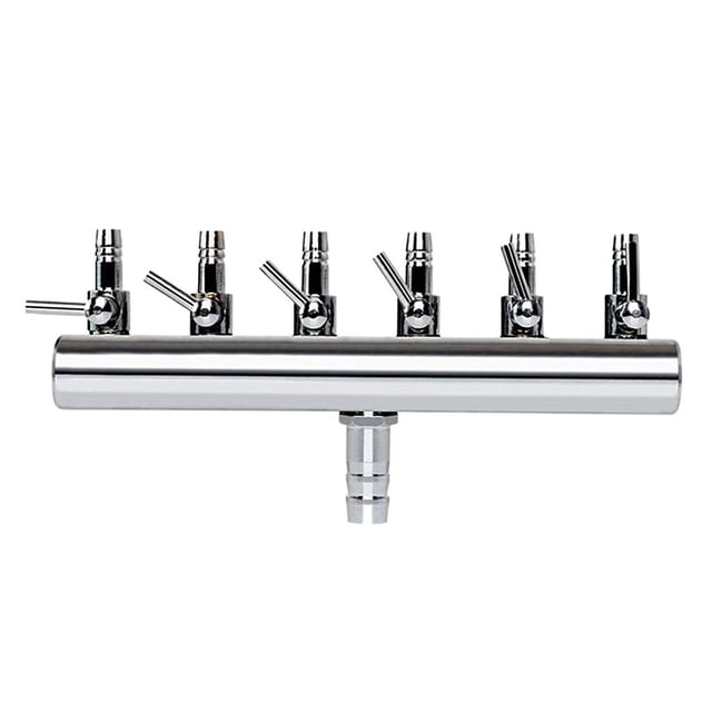 lionlar Robinet de Commande de Distributeur de Débit d'Air d'Aquarium en Acier Inoxydable 6 Voies 6 Voies