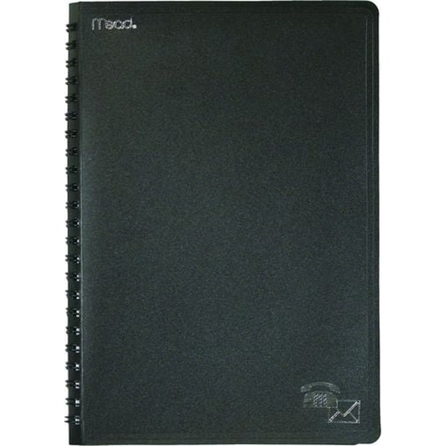 Mead Grand Carnet d'Adresses Téléphoniques avec Couverture en poly Noir durable et Reliure en Spirale, Mesurant 8-1/4 par 5-9/16 Pouces, Présentant le logo Mead et une Icône de Téléphone en Relief sur la Couverture, Convient pour Organiser les contacts et les Numéros de Téléphone au Bureau Ou à la Maison.