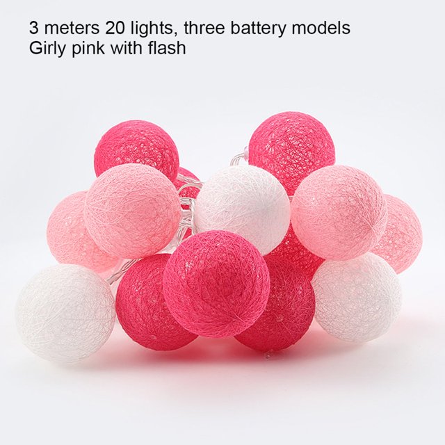 Light Ball Cotton Decoration String Light Hanging String Lamp for Party Wedding 3pcs Batteries Flashing Green