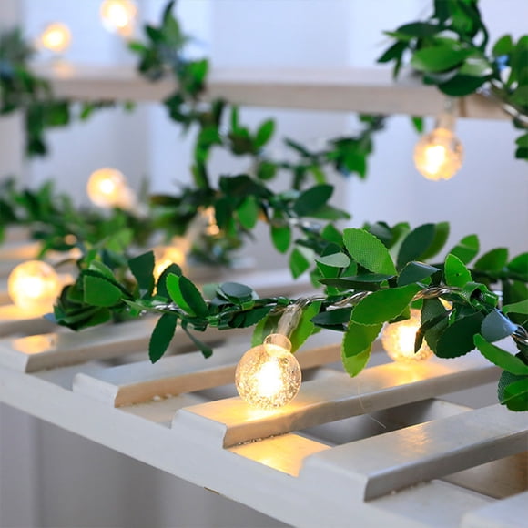 SSZMDLB LED Rattan String Lights, Battery Operated Foliage Fairy Lights for Outdoor Patio Garden Party Decoration, 10-Light 2-Meter Vine Lights Indoor Decor
