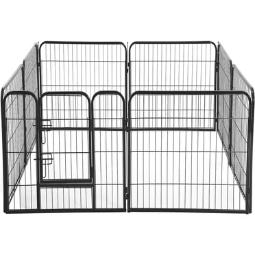 FDW Parc pour Animaux 8 Panneaux 32” Pouces Intérieur et Extérieur Pliant en Métal Parc d'Exercice et Parc pour Animaux Chiot Chat Clôture Barrière Chenil, Noir