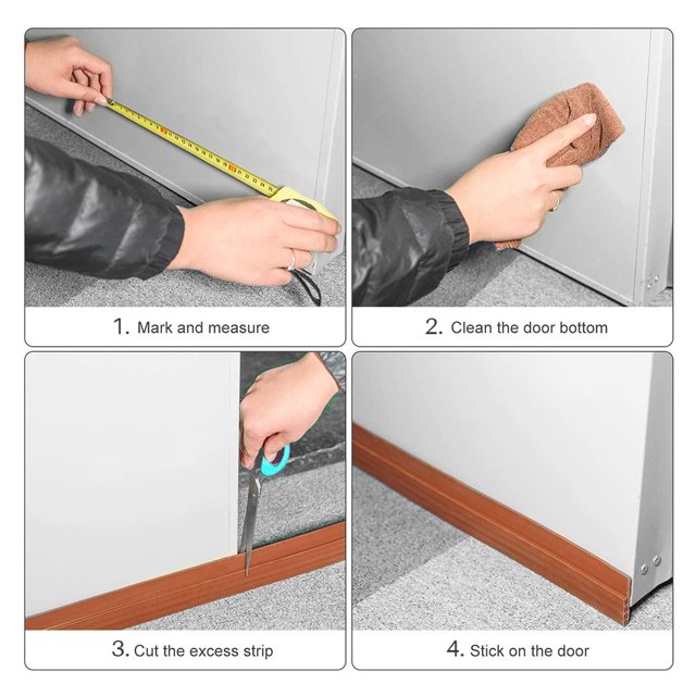 Butée de Tirant d'Air de Porte Butée de Tirant d'Air de Porte sous la Porte pour Portes Extérieures Intérieures Bande de Balayage de Porte sous la Porte Bloqueur de Tirant d'Air Insonorisant Bas de Porte Anti-Intempéries pour Portes